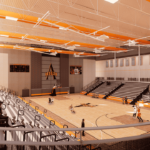 Rendering of the gymnasium in the new Ames High School.