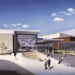 Rendering of the outsides of the new Ames High School.