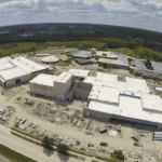 Aerial view of the new Ames High School under construction.