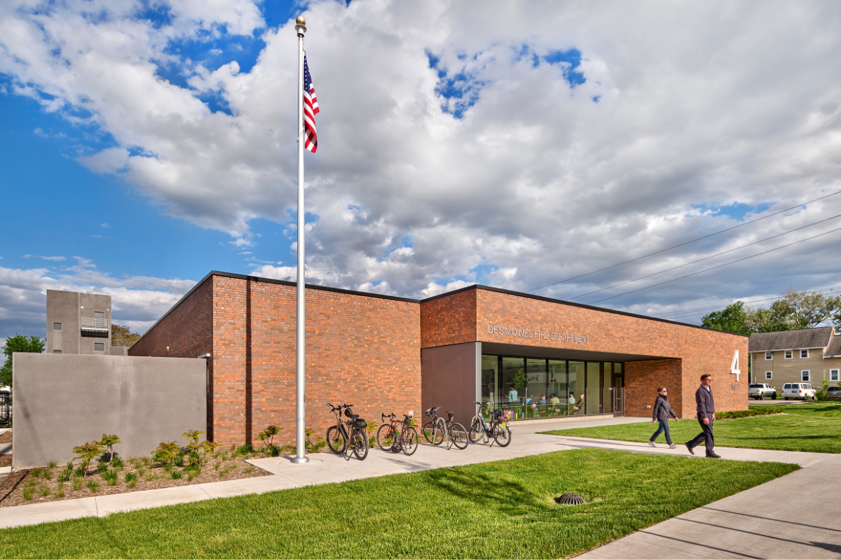 Exterior shot of Des Moines Fire Station No. 4.