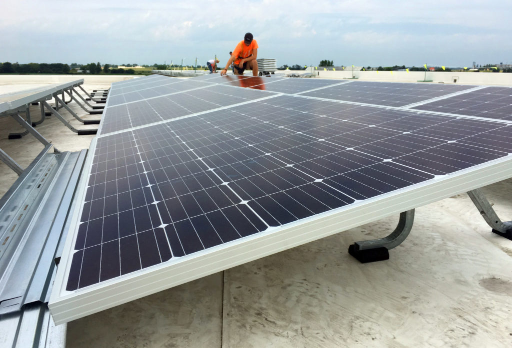 Install rooftop photovoltaic panels